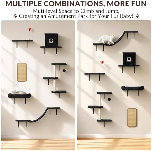 Cat Wall Shelves, 6-in-1 Cat Wall Furniture Set - Image 6