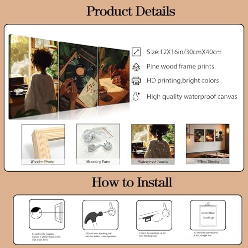 Black Woman Wall Art Set of 3 Fashion Black Girl Wall Decor, Trendy African - Image 3