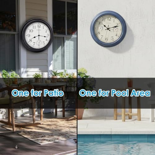 2 Pack Bulk Indoor Outdoor Vintage Wall Clock 12 Inch Battery Operated - Image 3