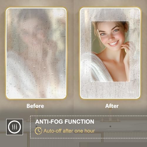 LED Mirror for Bathroom 60X36 Inch Gold Framed - Image 4