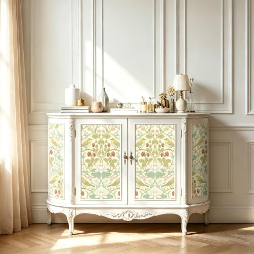 BOKEBEVE Bird Floral Wallpaper Peel Stick Beige Yellow Green 17.5 x 118In - Image 5