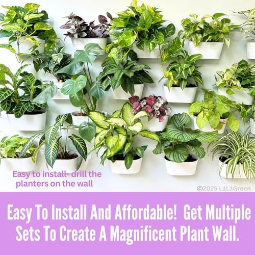 LaLaGreen Large Wall Planter White Metal Wall Decor Pots - Image 3