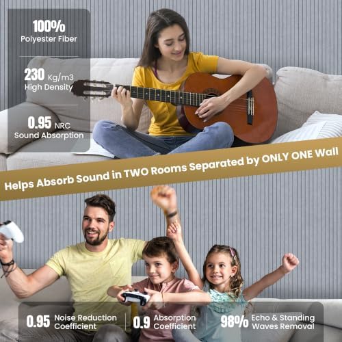 TO-TH Acoustic Wall Panels Large Sound Absorbing Panel 5 Pack, Smoky Gray - Image 4
