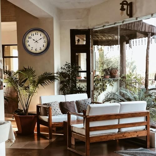 45MinST 13 Inch Red-Brown Vintage Large Wall Clock, Battery Operated, Quiet - Image 5
