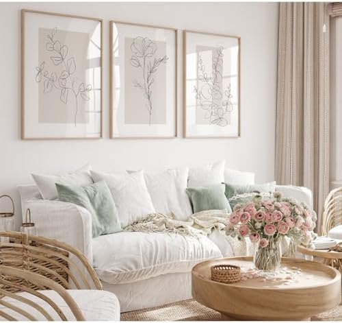 Neutral Botanical Prints Wall Art Flower Minimalist Canvas Wall Decor Vintage - Image 3