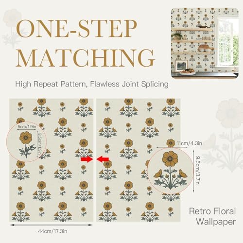 Vintage Floral Wallpaper Floral Peel and Stick Wallpaper - Image 2