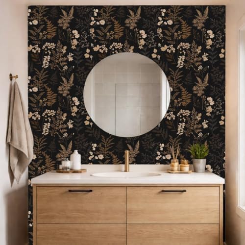 Moody Dark Vintage Floral Peel and Stick Wallpaper 17.7" x 70.8" - Image 6