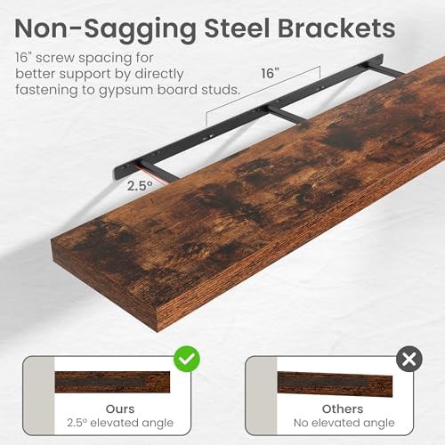 16 in Floating Shelves for Wall Decor Color Brown, Pack 2 - Image 4