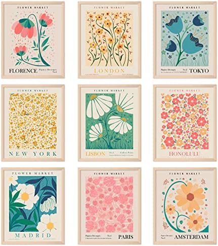 AnyDesign 9 Pcs Flower Market Decoration Matisse Wall Art Prints Floral Art by AnyDesign