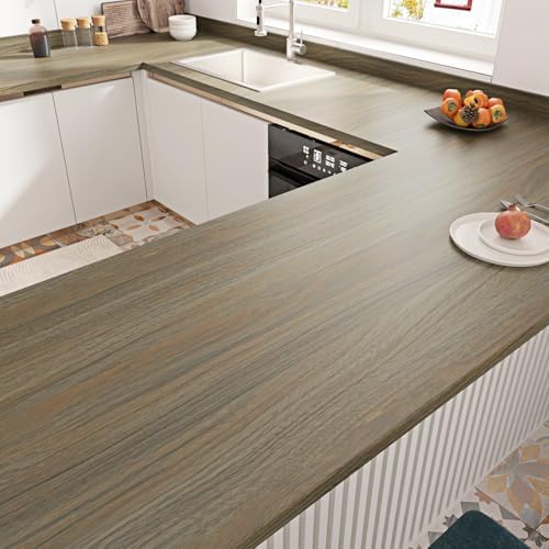 Taupe Grey Wood Countertop Peel and Stick Natural Wood Contact Paper Grey Brown - Image 2