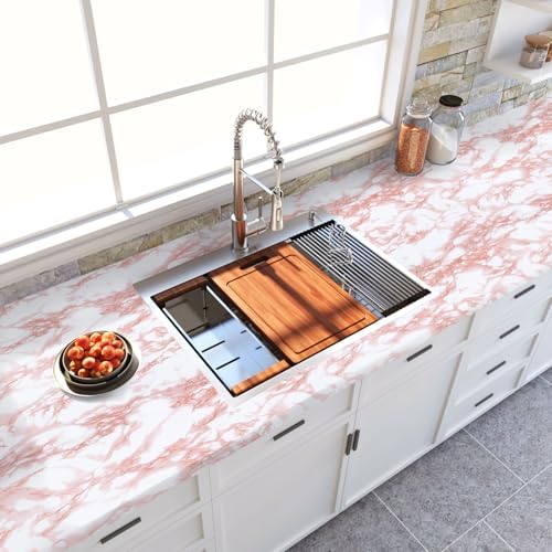 Marble Contact Paper Pink Extra Wide Peel and Stick - Image 2