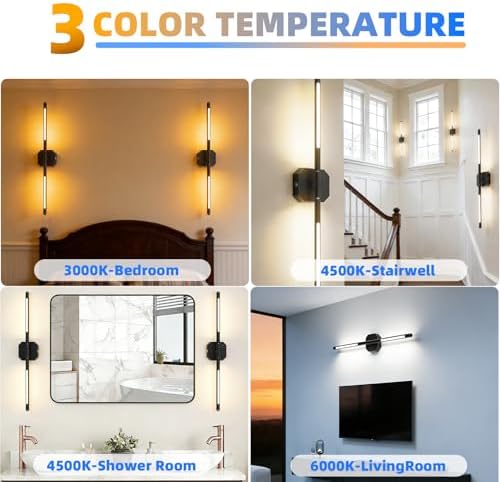 Rechargeable Wall Sconces, 2 Pack, 360° Dual Bars, 23-Inch Black - Image 5