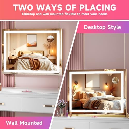 Vanity Mirror with Lights, Dimmable 3 Modes, Memory Function, Smart Touch - Image 4