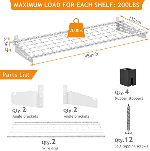 Wallmaster 15x45 Garage Wall Mount Shelves Heavy Duty Storage Shelves - Image 3