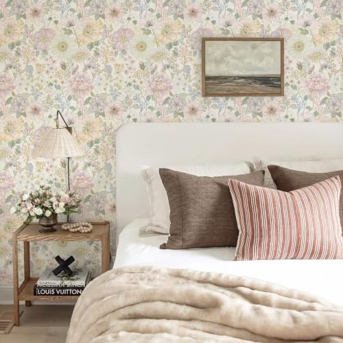Dimoon Peel and Stick Wallpaper Floral Pink Contact Paper Cottage Wallpaper - Image 2