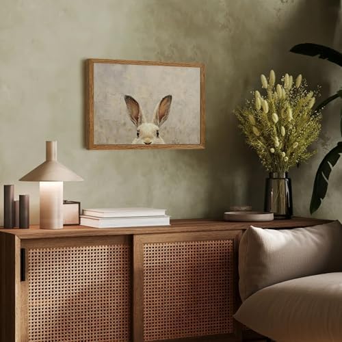 AVECCO Vintage Easter Rabbit Portrait Wall Art Canvas Framed 12x16 inch - Image 5