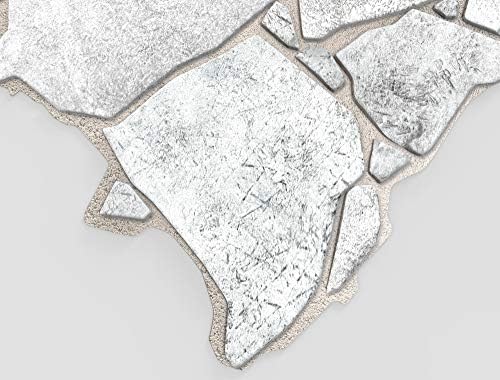 Dundee Deco REAZ244WG-5 White Grey Faux Stone PVC 3D Wall Panel, 3.2 ft X 2.1 ft - Image 5