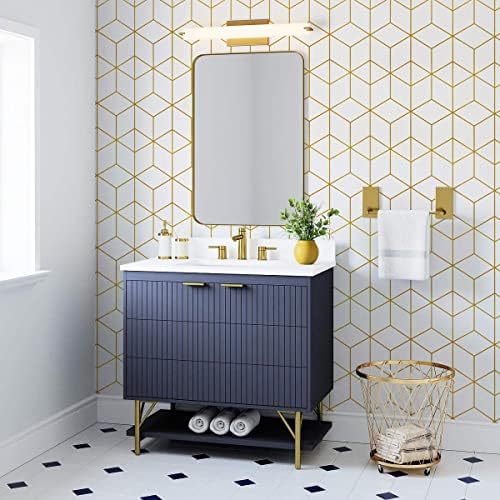 Safiyya 118"x17.3" Peel and Stick Wallpaper Gold and White Contact Paper - Image 3
