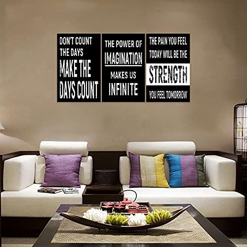 3 Piece Inspirational Wall Art Black Background Sayings Pictures, Quote - Image 4
