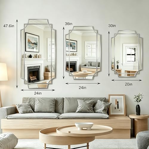 36"x24" Geometric Decorative Beveled Mirror - Image 4