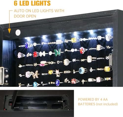 LED Jewelry Cabinet Armoire Organizer, Wall/Door Mount Jewelry Organizer and - Image 3
