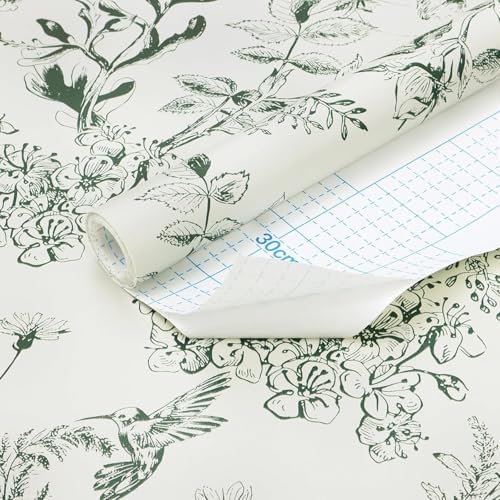 Safiyya Floral Peel and Stick Wallpaper Green White Contact Paper Modern Boho - Image 7