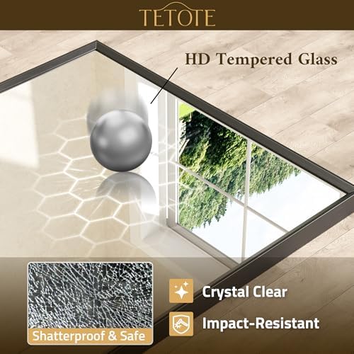 TETOTE Black Framed Mirror for Bathroom Vanity 40" x 30" Matte Black Rectangle - Image 5