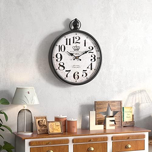 Menterry Retro Farmhouse Wall Clock. Black Vintage Antique Style - Image 5