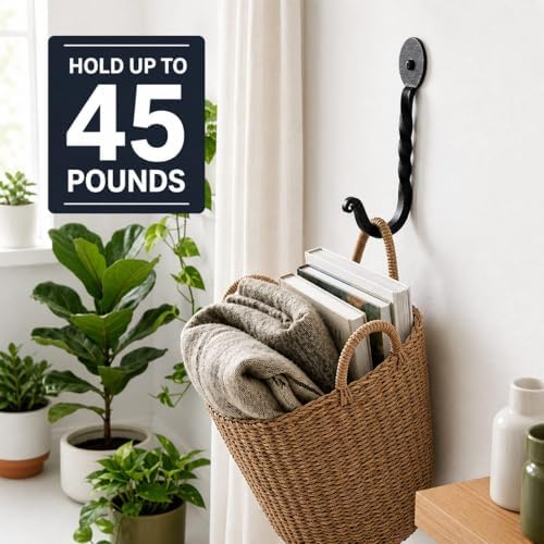 Renovators Supply Manufacturing Twisted Single Wall Hook, Wrought Iron Black - Image 4