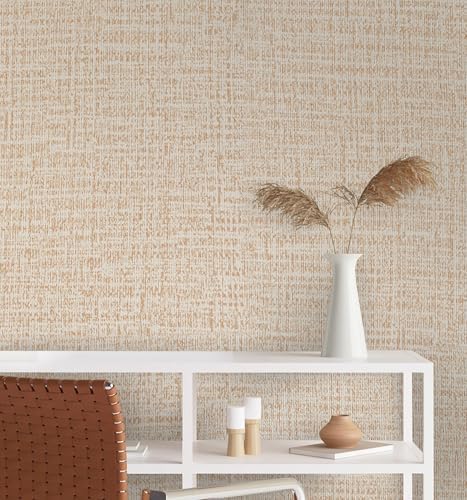 Guvana Grasscloth Peel and Stick Wallpaper Beige Textured Contact Paper Modern - Image 3