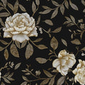 Laatse Dark Golden White Peony Floral Wallpaper Peel and Stick 17.5"x118" by Laatse