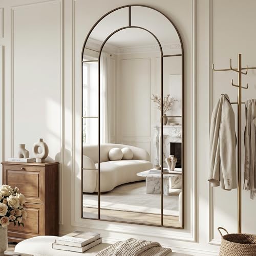 81" x 41" Arched Full Length Floor Mirror, Farmhouse Window Pane Mirror - Image 3