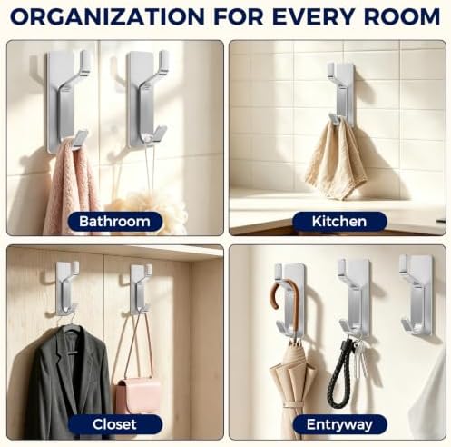 Bntuk Adhesive Towel Hooks for Bathroom, 4 Pack Stainless Steel Wall Hooks No - Image 7