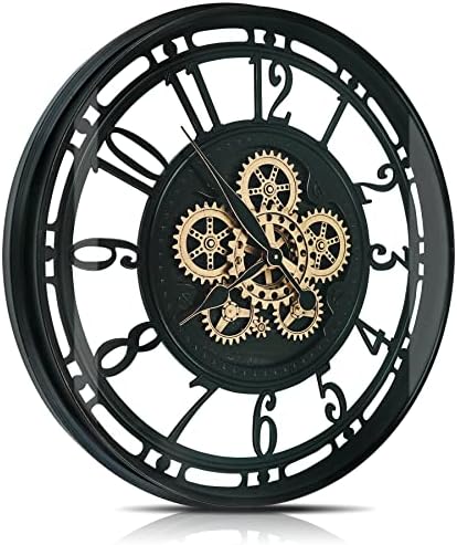 30 Inch Real Moving Gears Wall Clock Large Modern Metal Clocks by DORBOKER