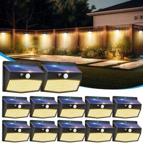Peasur 12 Pack Solar Motion Sensor Lights Outdoor Waterproof by Peasur