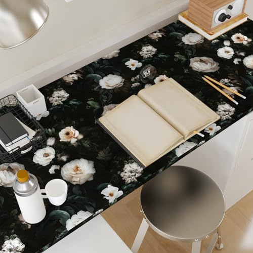 White Vintage Floral Peel and Stick Wallpaper 17.5" x 393" - Image 2