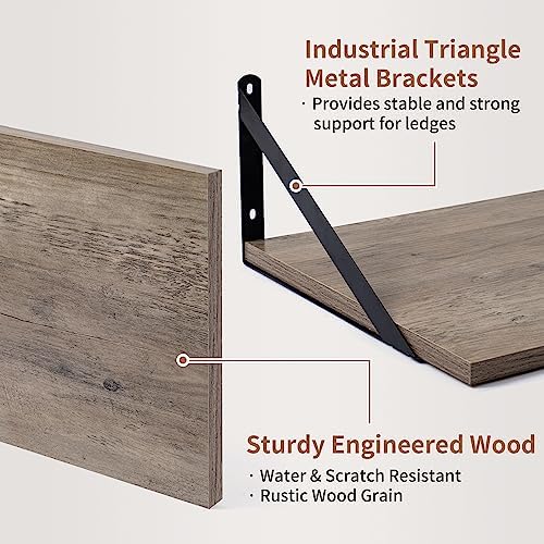 Axeman Deep Floating Shelves for Wall, 12 Inch Deep Floating Shelves Set of 2 - Image 4
