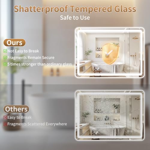 BEAUTYPEAK 36"x48" LED Bathroom Mirror - Image 6