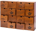 Modular Stackable Set of 4 Mahogany Brown Wood Storage Drawers by Woodaholic