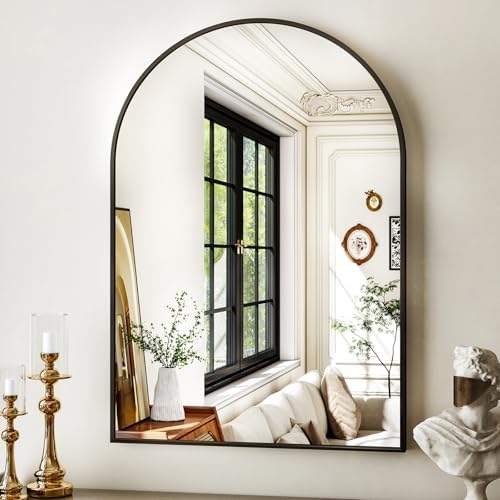 XRAMFY 24"x36" Black Arched Bathroom Mirror - Image 7