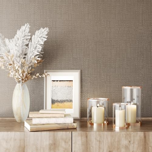 Textured Taupe Wallpaper Grass Cloth Metallic Wallpaper 24"x472" - Image 7