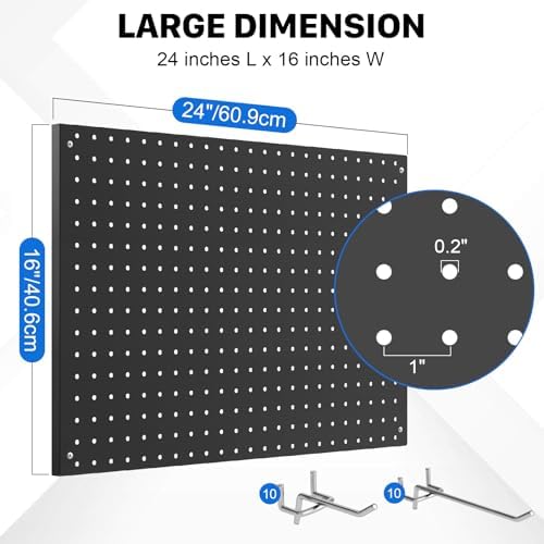 Peg Board, 2 Pack Metal Pegboard Panels Black Pegboards Wall Organizer - Image 3