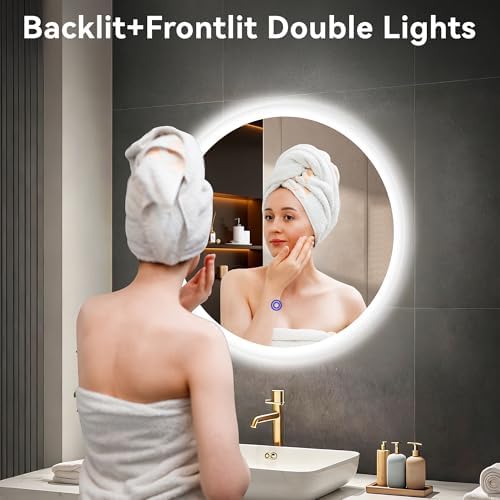 20“ x 20” LED Bathroom Smart Mirror, Round Mirror - Image 2