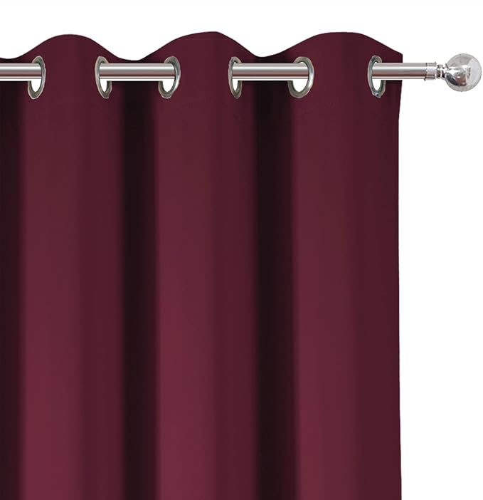 LEMOMO Blackout Curtains 52 x 120 Inch Long Burgundy Red Curtains Set of 2 - Image 6