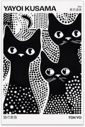 rumlud Cute Black Cat Poster Japanese Yayoi Kusama Wall Art Trendy Animal by rumlud