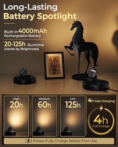 EZVALO 2-Pack Spotlight Indoor, Rechargeable Battery Picture Lights, Wireless - Image 3