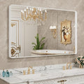 LOAAO White Metal Framed Bathroom Mirror, 60x40 Inch by LOAAO