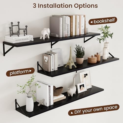 Axeman Floating Shelves for Wall Black- 55 Inch Wide x 12 Inch Deep Wall - Image 4