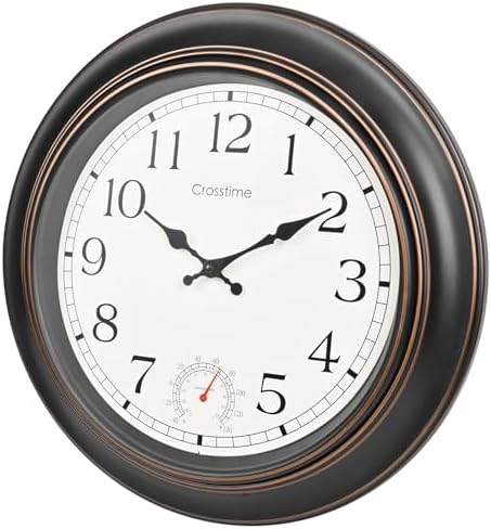 18" Indoor Outdoor Retro Large Wall Clock Battery Operated Silent by CrosstimeWallClockPracticalElegant