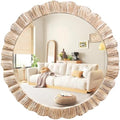 35" Large Round Wood Mirror, Rustic Wall Mirror by GIFTTROVE